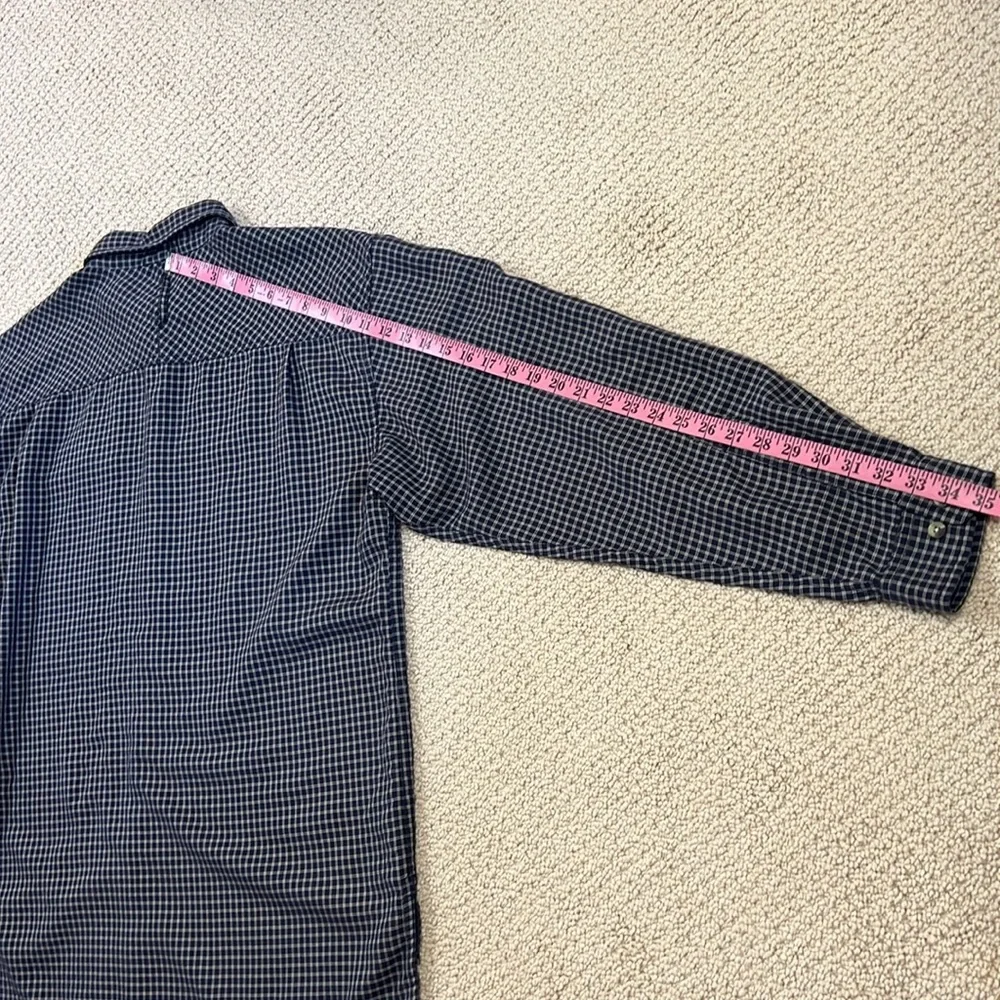 The North Face Traverse Navy Blue Tan Check Long Sleeve Button Down Shirt LARGE